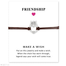 Load image into Gallery viewer, Bicycle Bike Charm Card Bracelets Bronze Jewelry Light Brown Wax Cords Women Men Girl Boy Christmas Gift